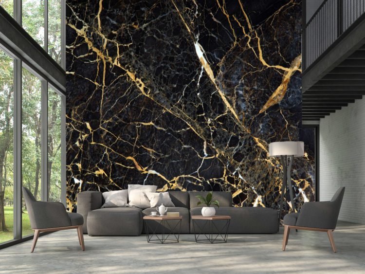 Black Marble with Gold lines